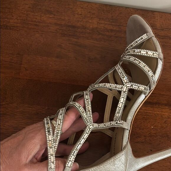 ANTONIO MELANI Silver Metallic Strappy Heels - Picture 7 of 11